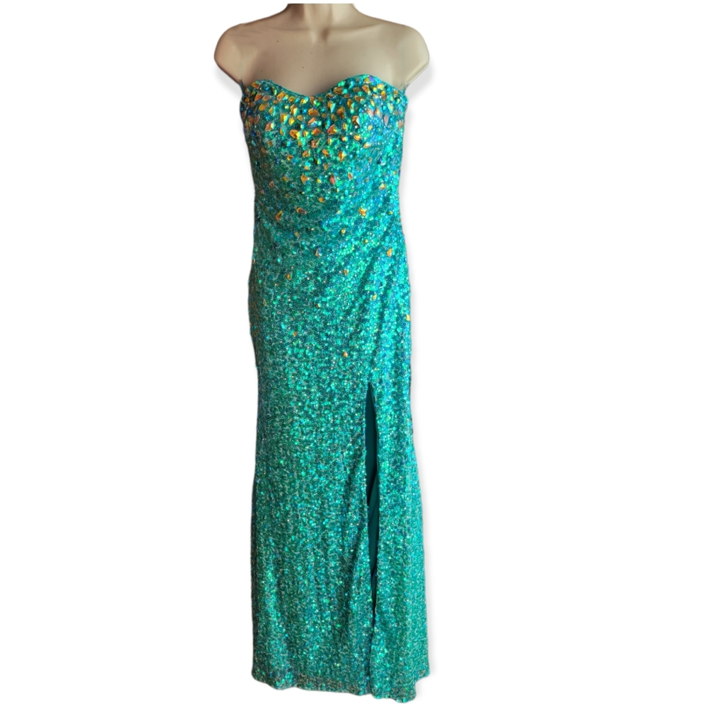 NWT Mint Green Strapless Sequin Dress Sz 4